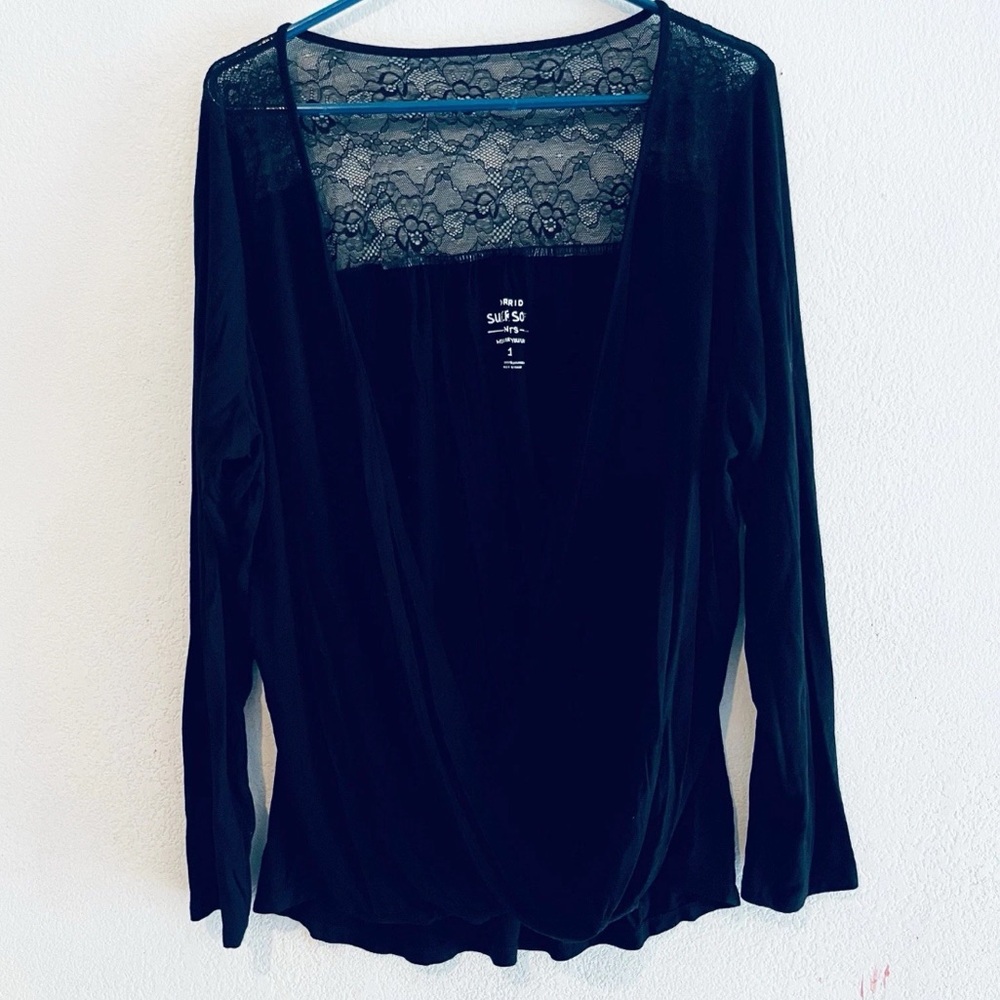 Torrid super soft knits plus size 1 black draped lace blouse